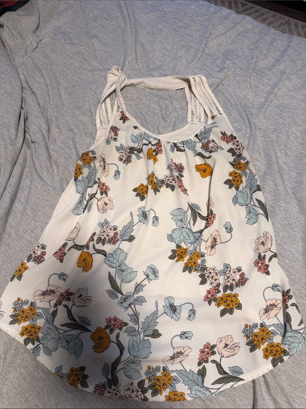 Floral Halter Camisole Tank Top in White